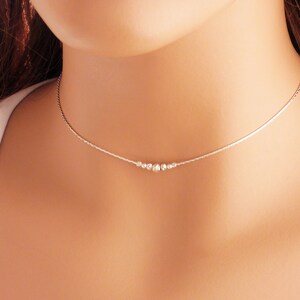 Sparkly Choker Necklace, Sterling Silver Bridal Choker Necklace, Layering necklace, gift for women, Dainty Choker, tiny silver necklace