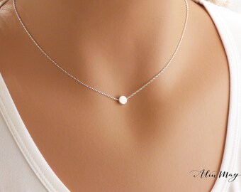 100% Sterling Silver Dot Necklace • Smooth or Hammered  • Simple Circle Necklace • Dainty Necklace • Gift for her • AlinMay