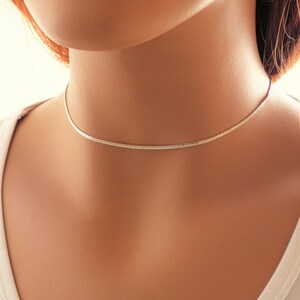 Dainty and Stylish Double Strand Sterling Silver Snake Chain Choker - Customizable Sizes for a Trendy Look