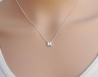100% Sterling Silver Initial Necklace, Silver Initial, Letter Necklace, Silver Necklace, Initial, Name Necklace, Dainty Necklace