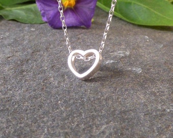 Tiny Heart Necklace, Sterling Silver, Heart Necklace, Dainty Necklace, Minimalist Necklace, Heart Pendant, Gifts for her