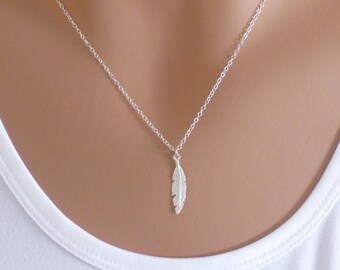 100% Sterling Silver Feather Necklace • Dainty Necklace • Simple Necklace • Feather Pendant • Layering Necklace • Gift For Her