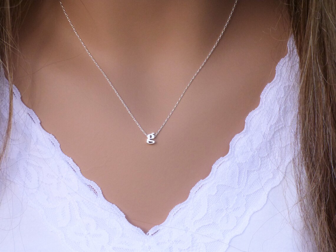 100 Sterling Silver Initial Necklace Dainty Necklace Etsy