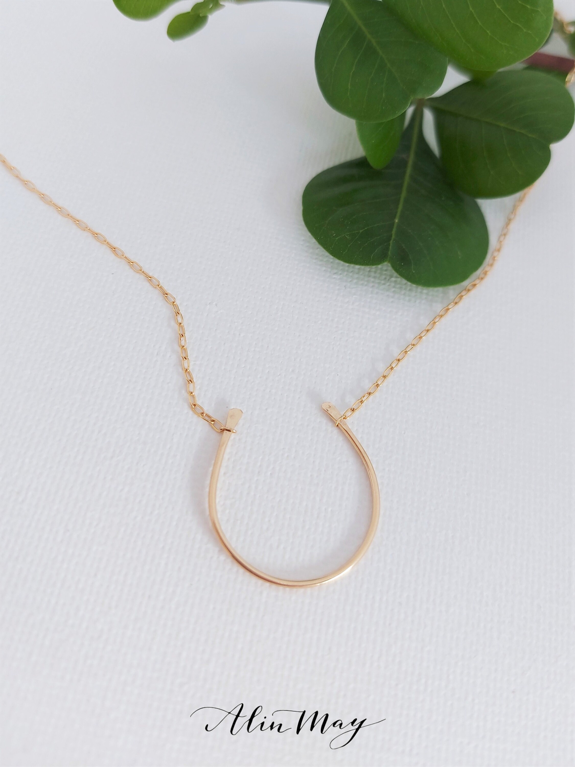 Lucky Necklace 14k Gold Filled Horseshoe Necklace Dainty Etsy