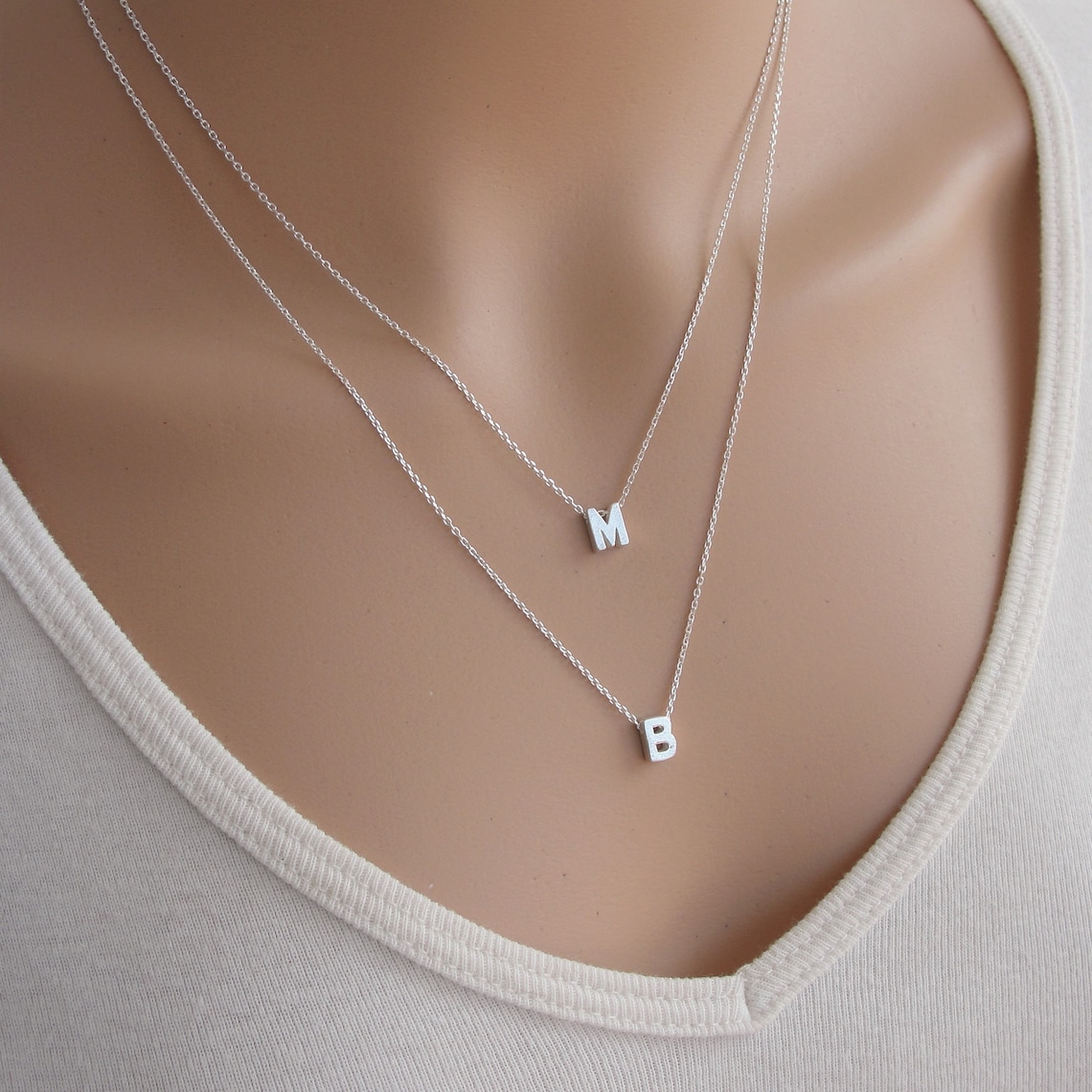 100 Sterling Silver Initial Necklace Personalized Jewelry Etsy