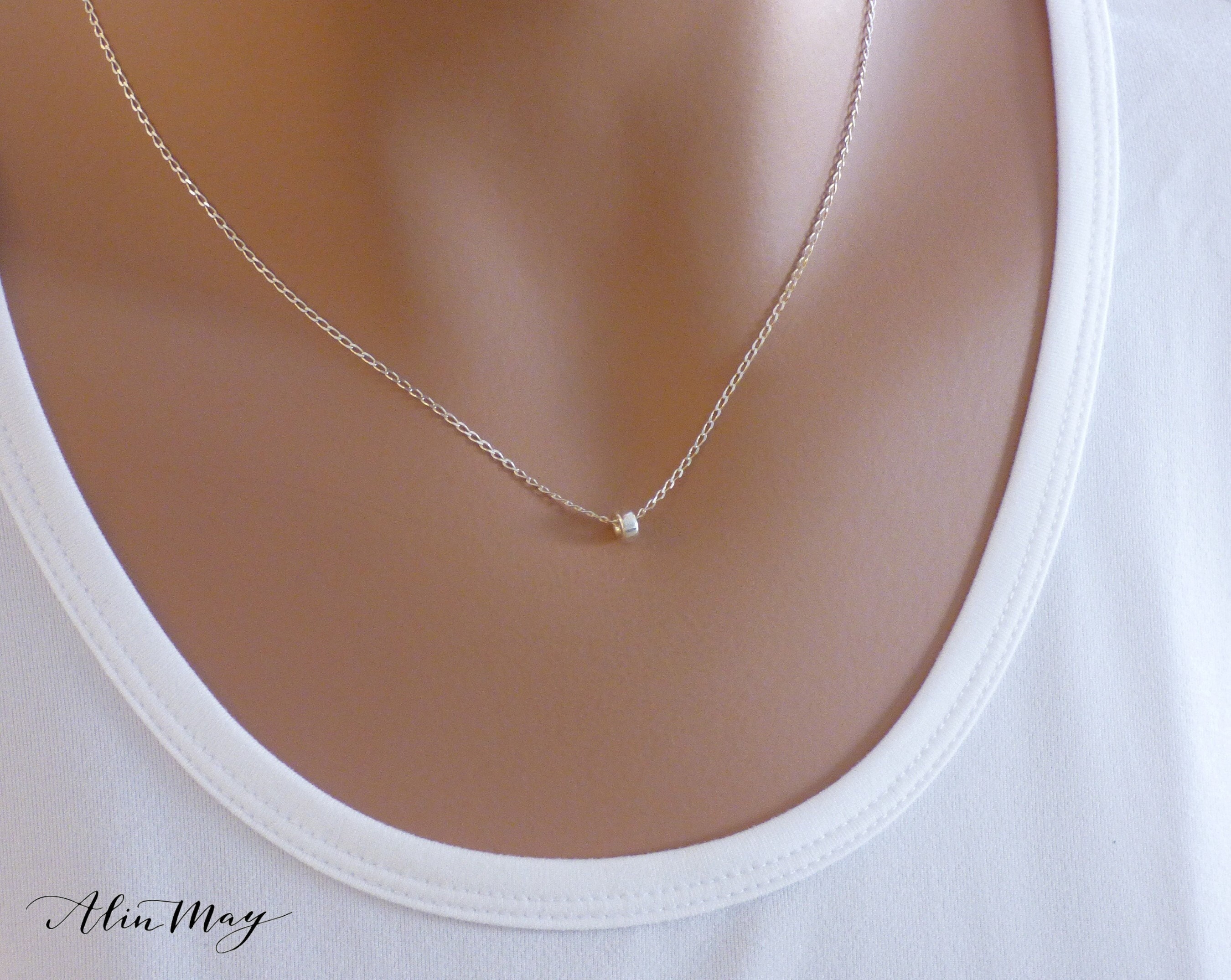 Sterling Silver Necklace 5 MM Bead Tiny Bead Necklace Etsy Israel