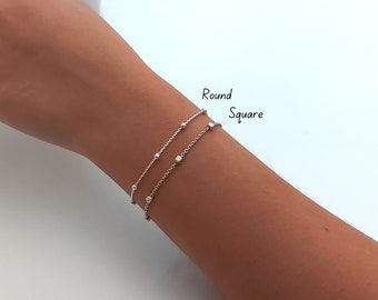 Sterling Silver Beaded Chain Bracelet  • Satellite Chain Bracelet • Dotted chain Bracelet • Dainty Bracelet • Gift For her