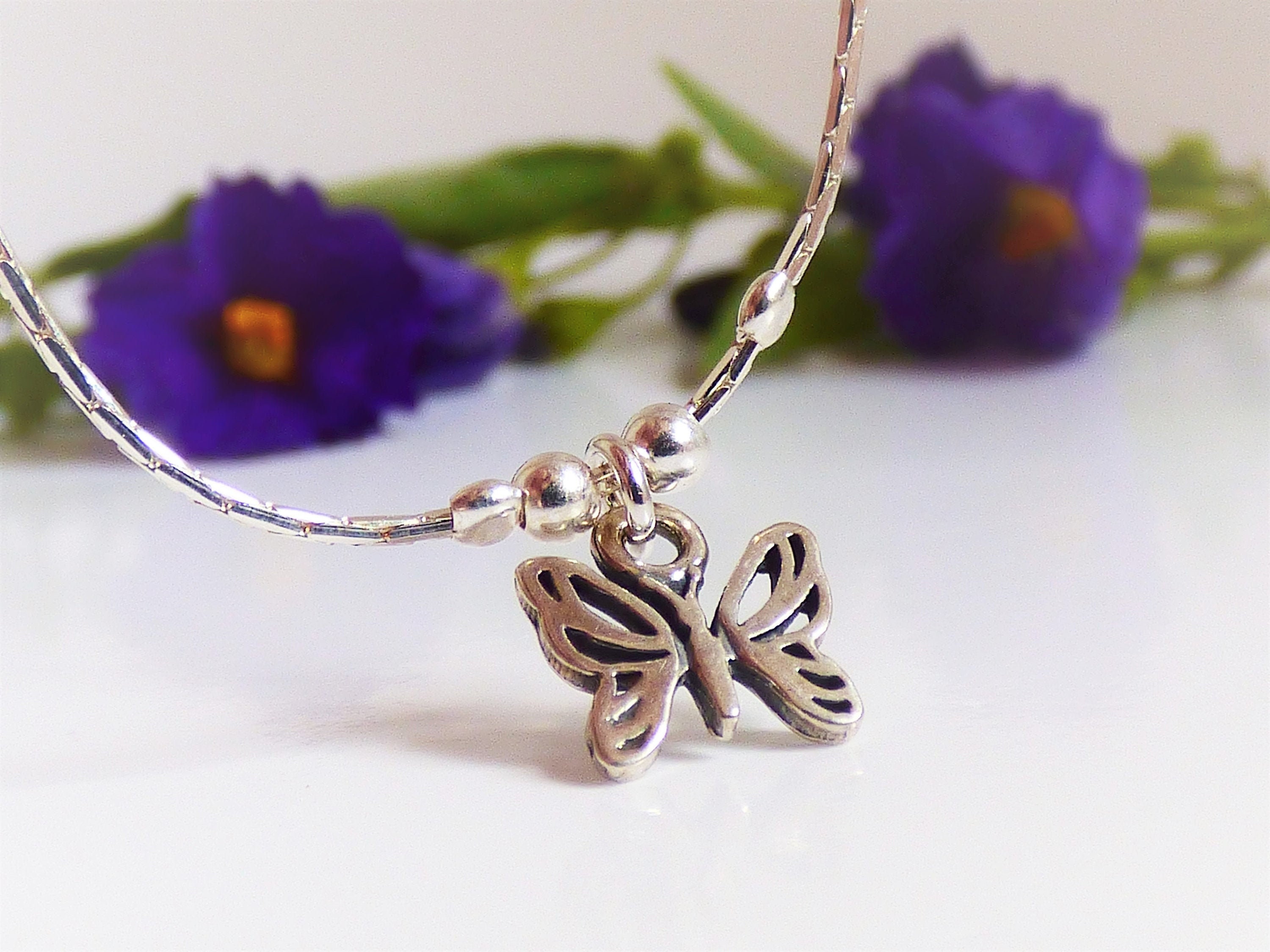 Ankle Bracelet Butterfly Anklet Sterling Silver Anklet Etsy