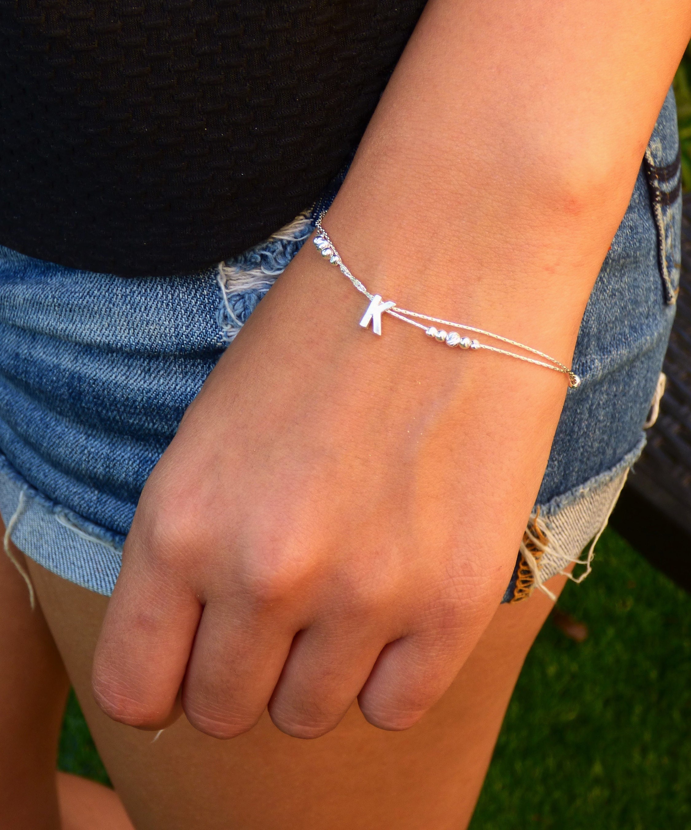 Beautiful Sterling Silver Initial Bracelet for - Etsy Nederland