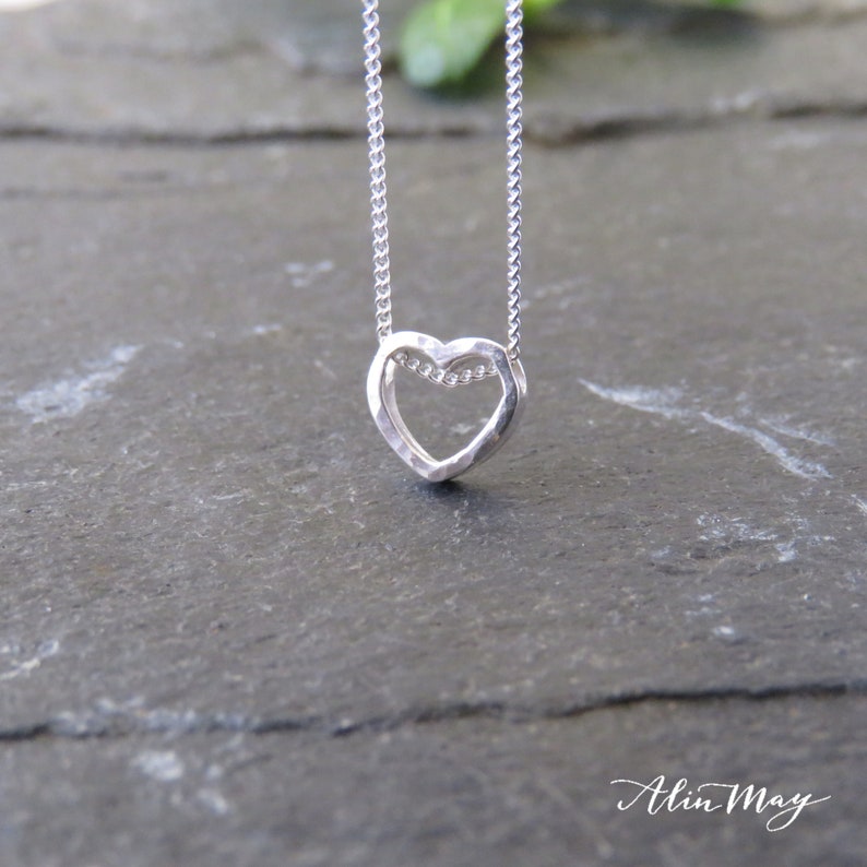 Hammered Heart Necklace - Silver main image 1