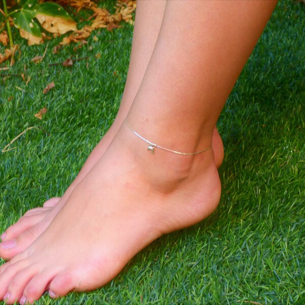 Ankle Bracelet • Dolphin Anklet • Sterling Silver Anklet • Beach Anklet • Anklet for Women • Gift for her