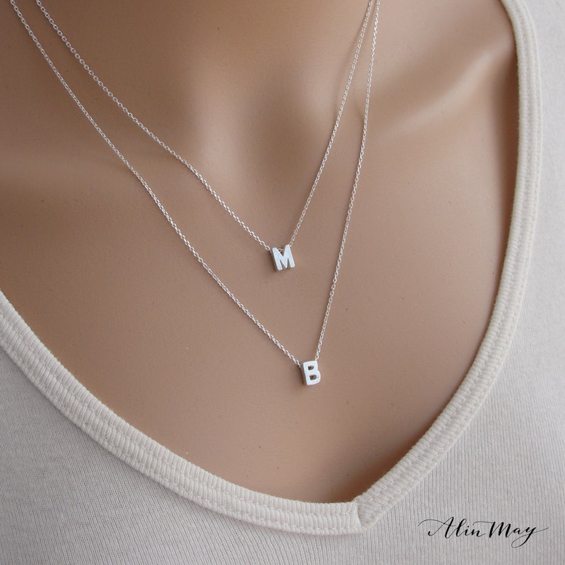 Sterling Silver Initial Necklace Custom, Handmade Letter Pendant, Perfect Personalized Gift for Her image 6