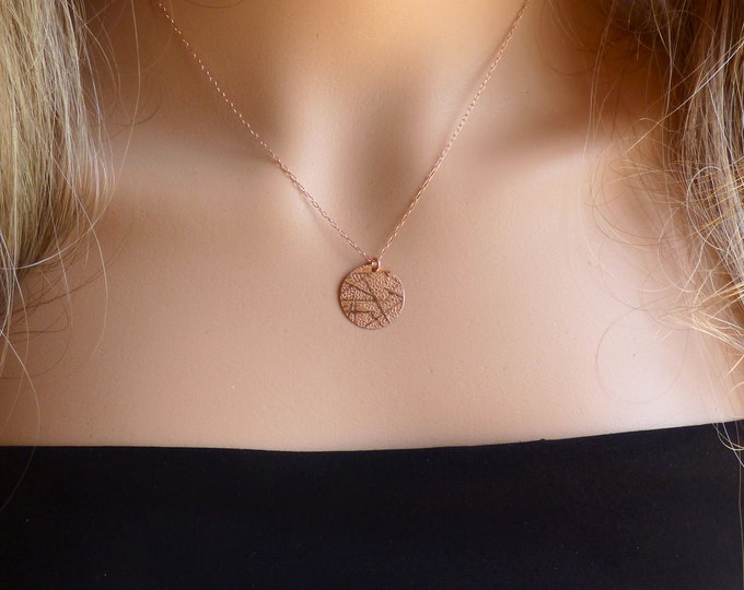 Circle Necklace Rose Gold Filled Disc Pendant Rose Gold Etsy
