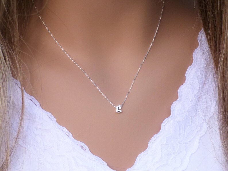100 Sterling Silver Initial Necklace Dainty Necklace Etsy