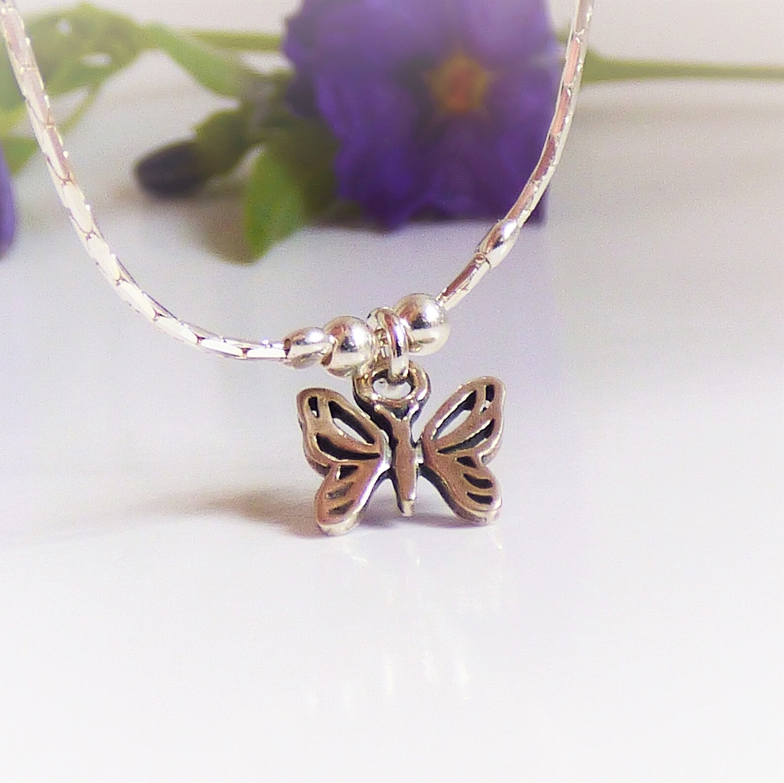 Ankle Bracelet Butterfly Anklet Sterling Silver Anklet Etsy