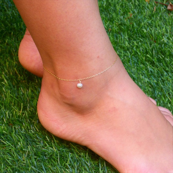 Gold Ankle Bracelet Pearl Anklet Ankle Jewelry Bridal Etsy