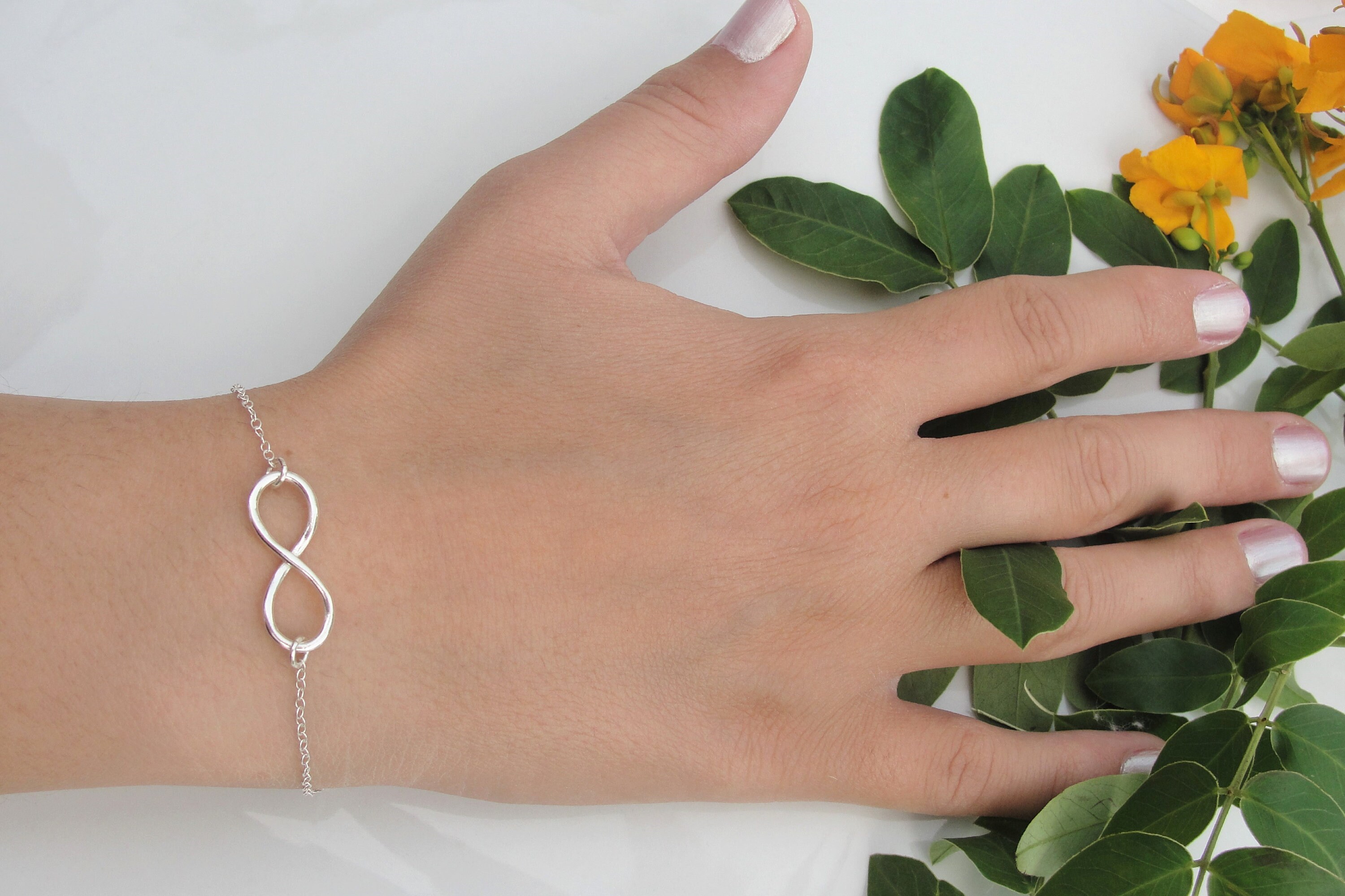 Infinity Charm Bracelet Sterling Silver Dainty Bracelet Etsy