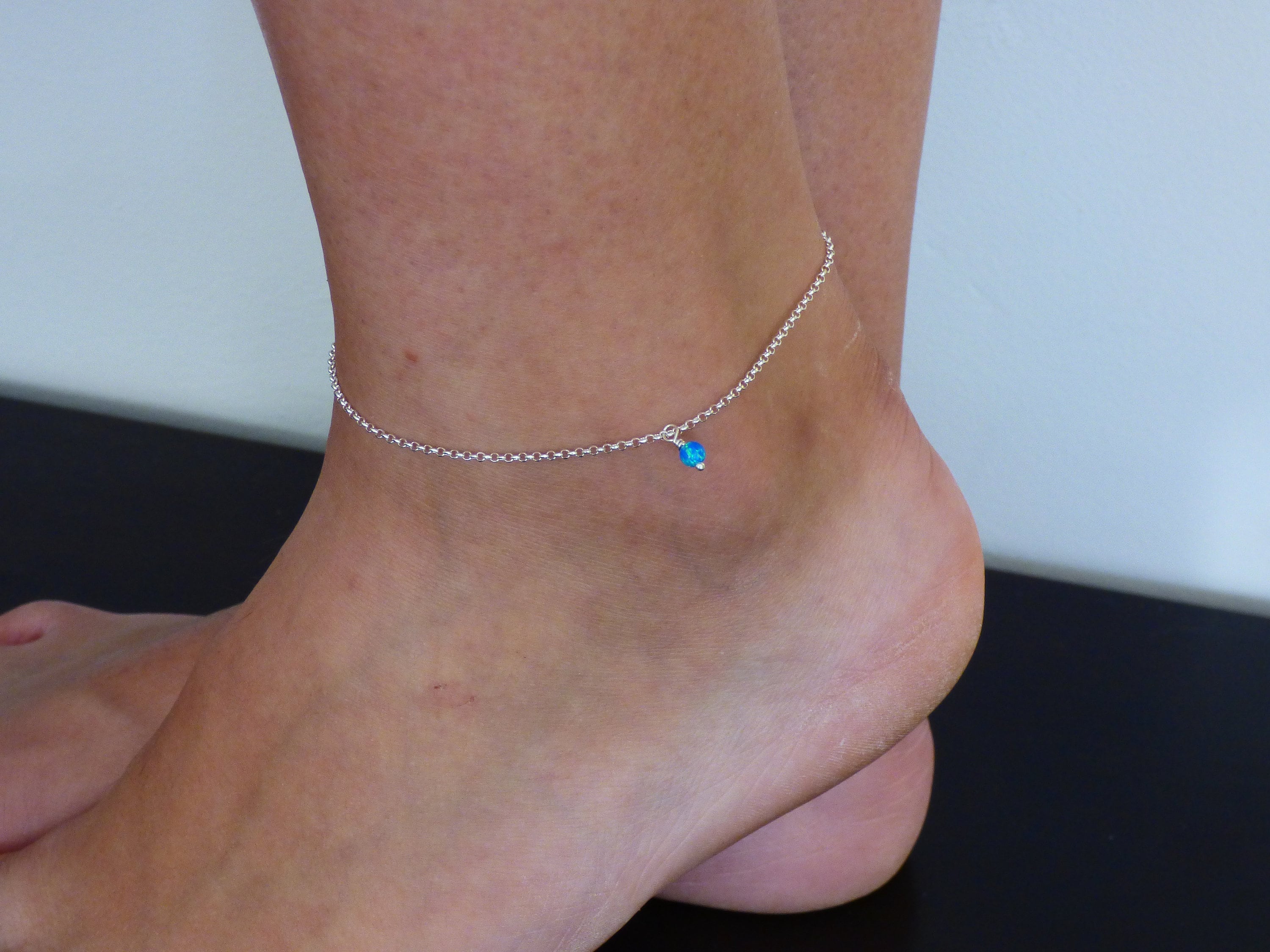Opal Ankle Bracelet Minimalist Anklet Bead Ankle Bracelet Dainty Anklet  Gift for Her Alinmay 