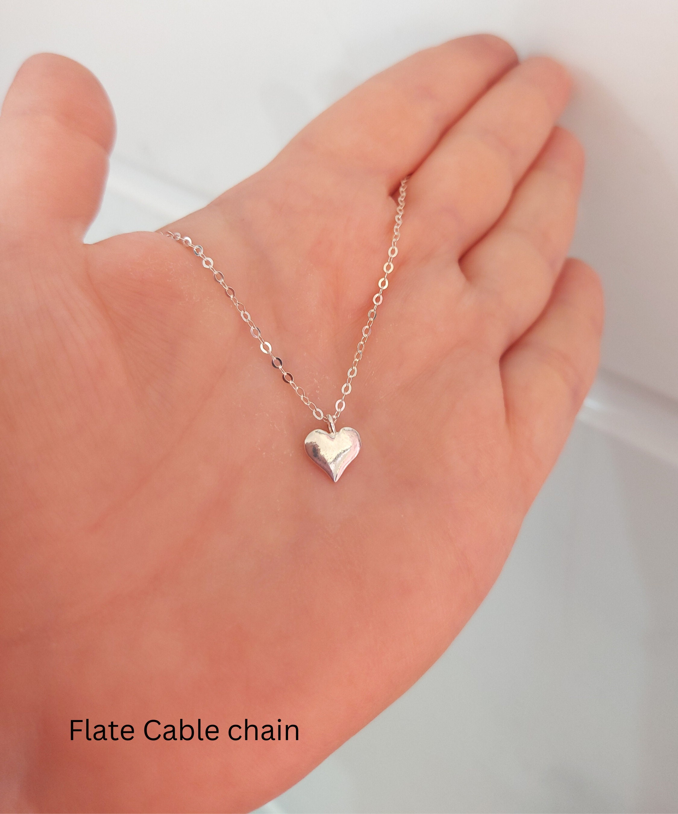 Puffy Heart Necklace Tiny Heart Necklace Simple Necklace Etsy Israel