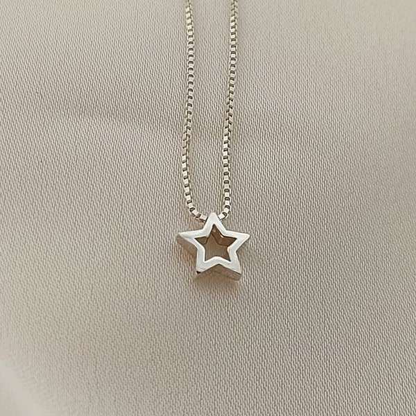 Open Star Necklace - 925 Sterling Silver - Available in Different Chain Styles - Perfect Gift for Her