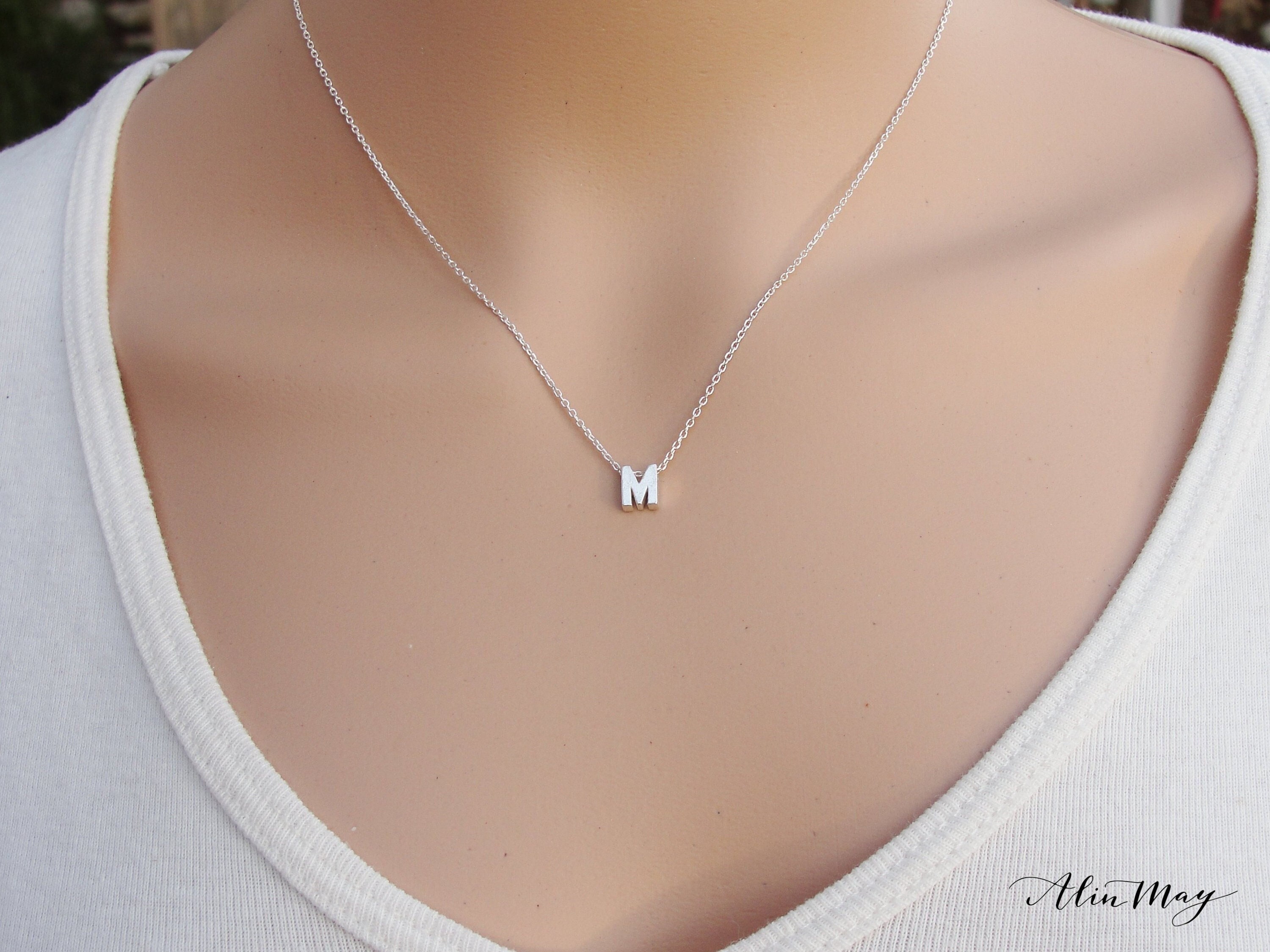 Monogram Necklace - Sterling Silver Fancy Script 1 5/8 inch / Sterling Silver / No Rush