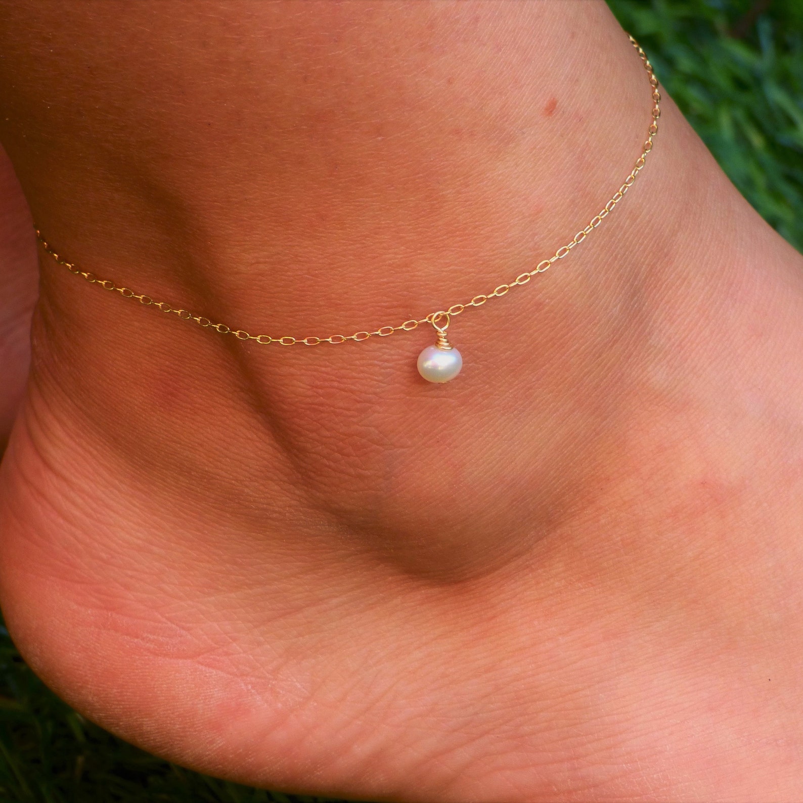Gold Ankle Bracelet Pearl Anklet Ankle Jewelry Bridal Etsy