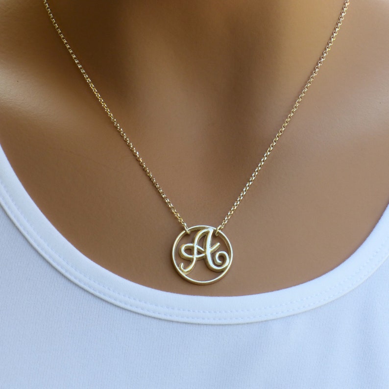 Sterling Silver Unique Initial Necklace 22 Mm Circle Pendant - Circle Pendant Initial Necklace Sterling Silver Unique Initial Necklace 22 Mm Circle Pendant - Circle Pendant Initial Necklace