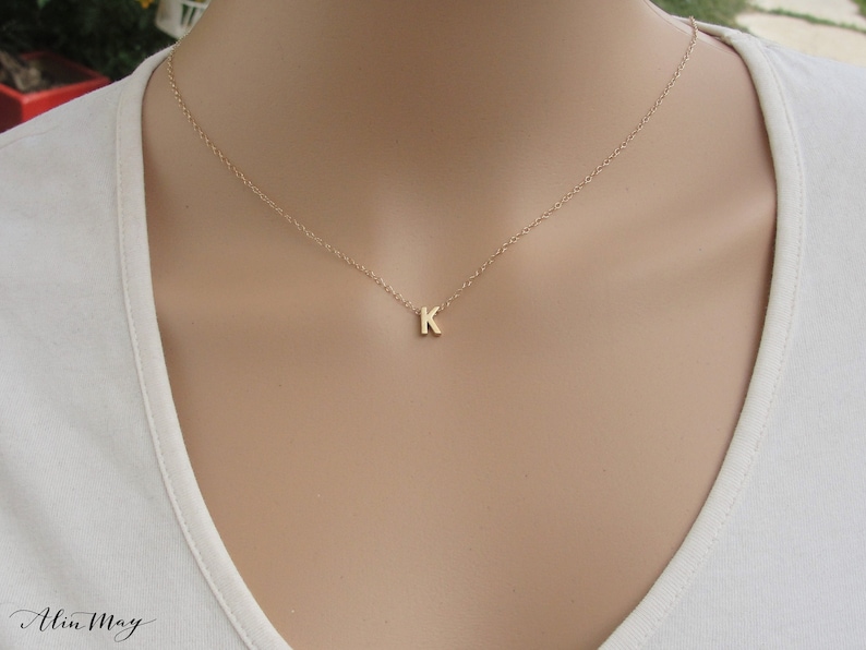 Gold Initial Necklace • Initial Necklace • Letter Necklace • Personalized A B C D E F G H I J K L M N O P Q R S T U V W X Y Z • Gift For Her 