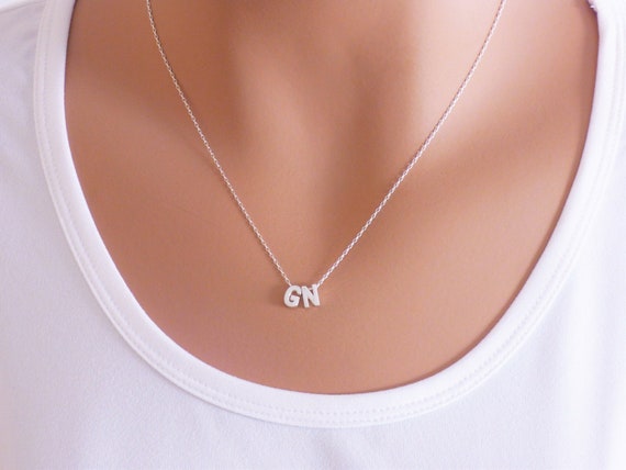 Two initial necklace sterling clearance silver