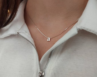 Solid sterling silver Personalized Lowercase Letter Necklace - Different Chain Options - Perfect Gift for Her