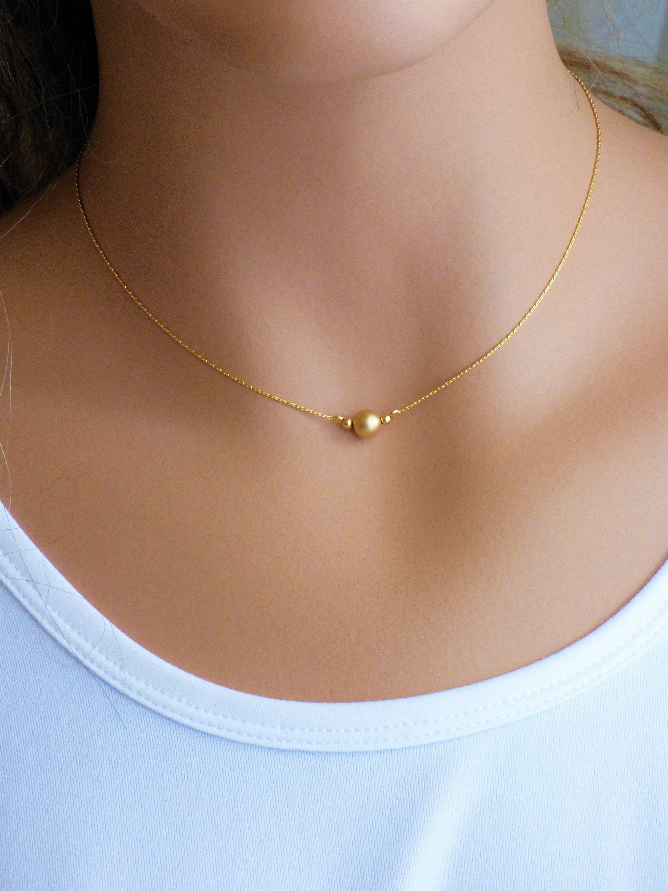 Gold Choker Necklace 14K Gold Filled Ball Bead Necklace Etsy