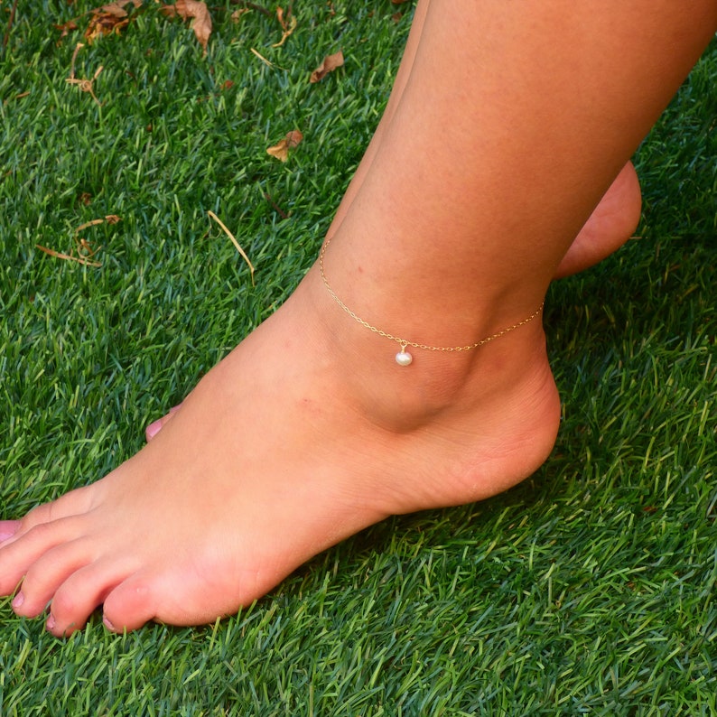 Gold Ankle Bracelet Pearl Anklet Ankle Jewelry Bridal Etsy