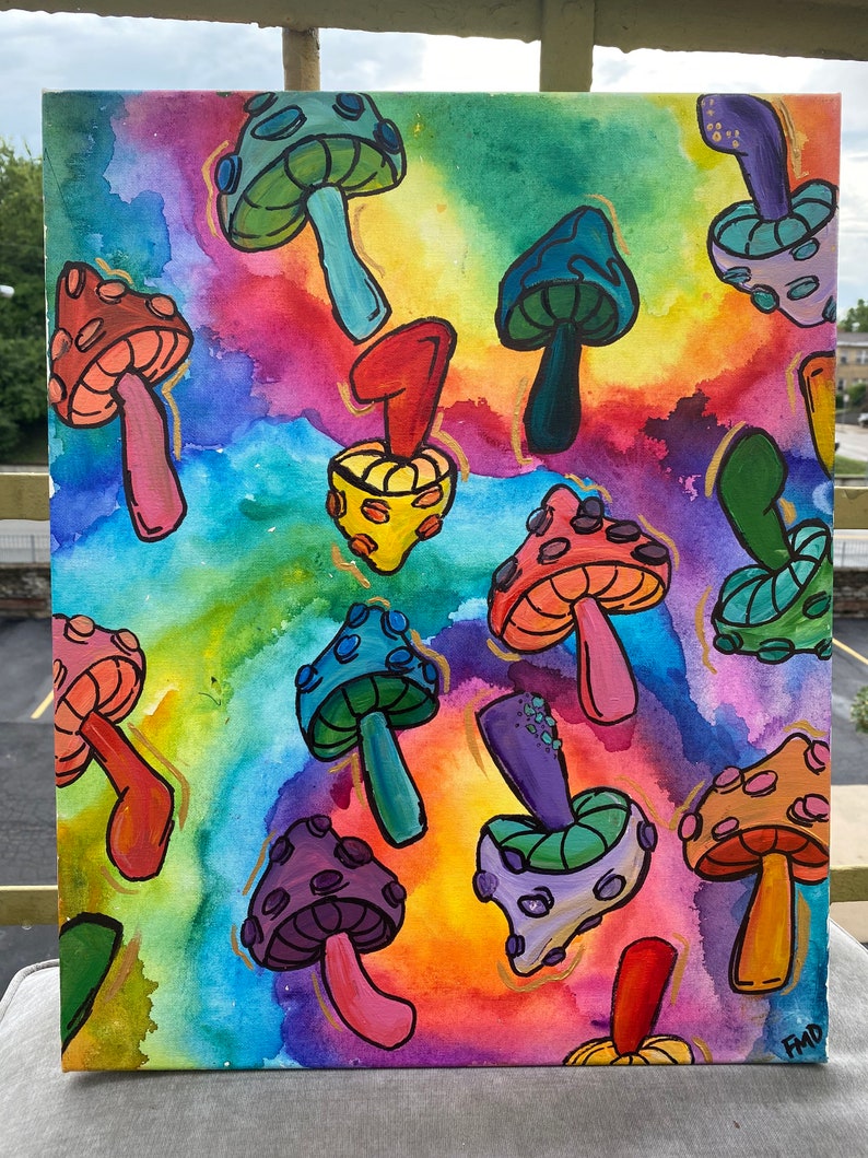 Trippy Mushroom Art Abstract PRINT colorful | Etsy