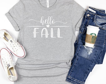 Fall Shirts, Hello Fall Shirt, Thanksgiving Tee, Cute Fall Shirts, Fall Graphic Tees, Women's Fall Tee, Fall Tees, Cute Fall Tees Autumn Tee