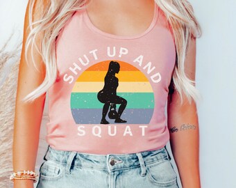 Shut up and Squat Tank, Gym Tank, Fitness shirt, womens tank top, cute workout shirt, crossfit tee, muscle tank, squat tank top, squat shirt