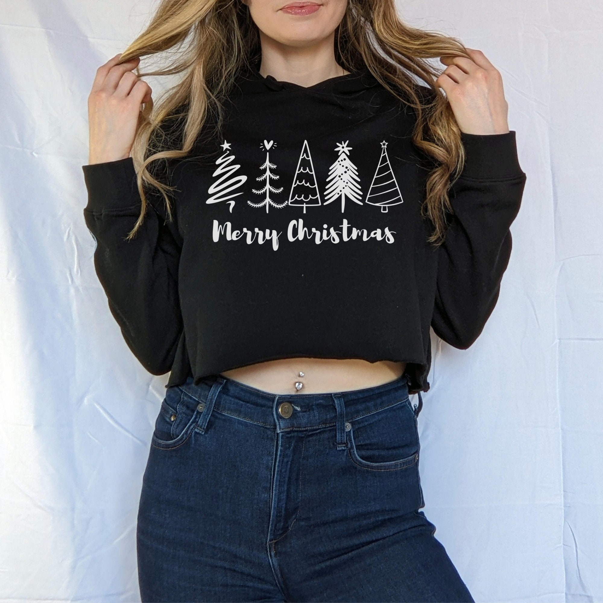 Xmas Cropped Hoodie - Etsy