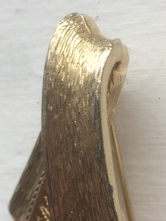 Modernist Brooch, Mid Century Pin, Gold Tone  Str… - image 8