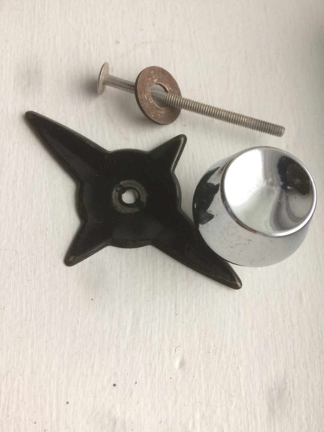 MCM Atomic Starburst Knob and Backplate One Vintage Chrome Etsy