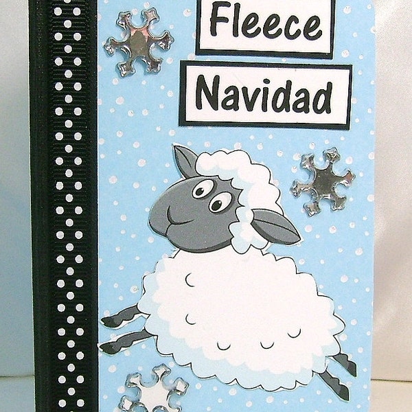 Christmas note book, Cute sheep notebook, Comical lamb image, Feliz navidad, Mini notes, Snowflakes,  Holiday humor, Small note book