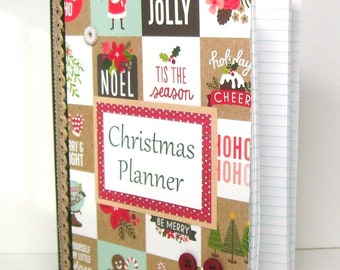 Christmas notebook, Christmas planner, Holiday notes, Holiday season plans, Altered composition book, Festive note book, Lined pages