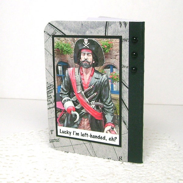 Lefty pirate notebook, Left handed pirate, Lefty note book, Left handed notes, Mini note book, Captain Hook, Skull, Swashbuckler theme