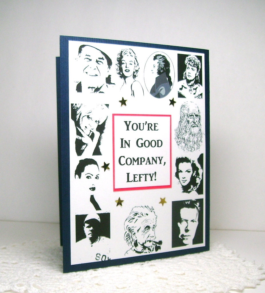 Tarjeta de cumpleaños divertida para zurdos: Diseño de zurdos famosos -  Etsy México, image size:926x1023