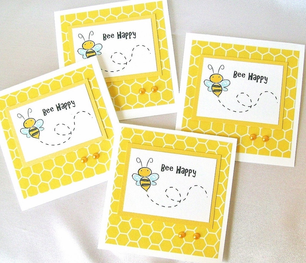 Be happy notecards Bumble bee note cards Be Etsy