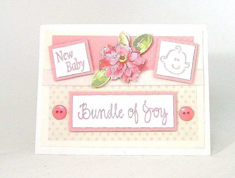 Baby Card New Baby Girl Bundle of Joy Congratulations on Etsy