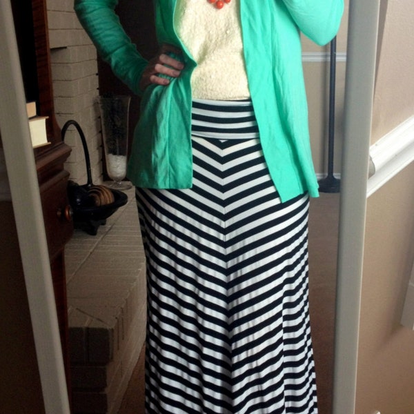 Deep Chevron Maxi Skirt