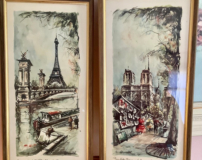 Choice of 1 vintage Claude Ducollet French themed framed print