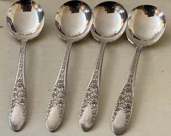 LOT of 8 CAPCO KINGS PATTERN ROUND BOWL SOUP SPOONS DELUXE GUMBO SPOONS X-HVY!