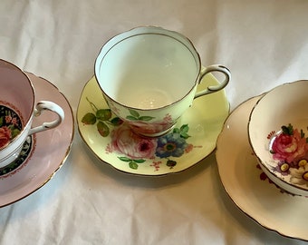 Choice of 1 vintage Paragon bone china flower teacup and saucer