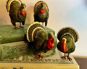 Choice of 1 vintage paper mâché German Turkey candy holder