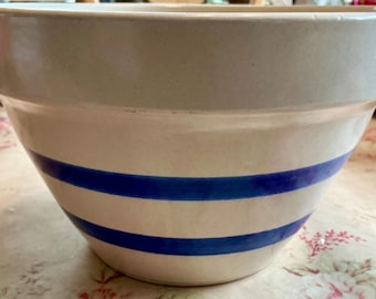 Vintage Robinson Ramsbottom off white with blue stripes  ware mixing bowl
